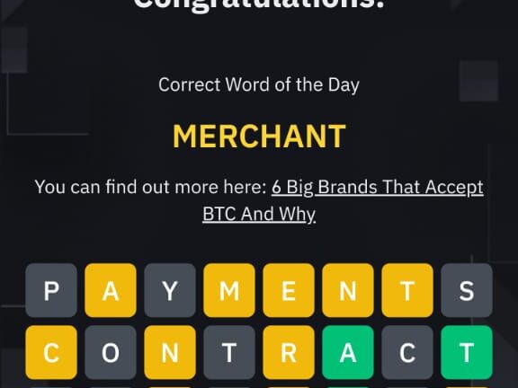 Binance 8 letter word of the day solved answer is i this image